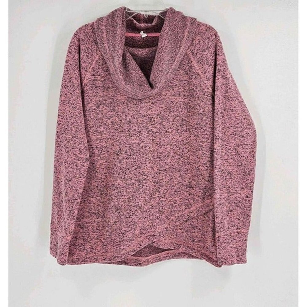 Ideology Sea Pink Soft Sweater Drawstring Cowl Neck Crossover Tulip Hem Top Sz L